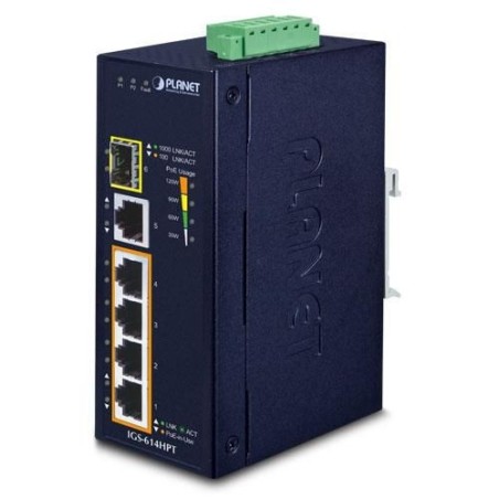 "Planet IP40 Industrial 4P 101001000 Switch - High Performance IGS-614HPT for Reliable Networking"
